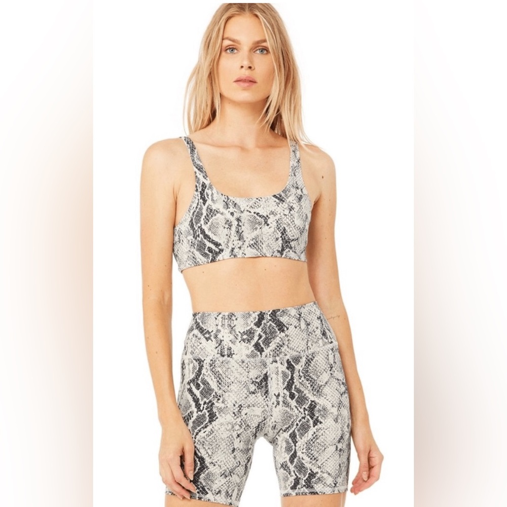 Alo Snake Print Bra & Biker Shorts
